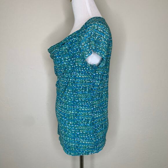 Vintage Mesh Casual Corner Blue Green Knit Blouse Sz Large - Picture 3 of 7